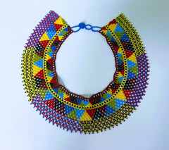 1 Mystery Mexican Beaded Huichol Statement Necklace without fringe